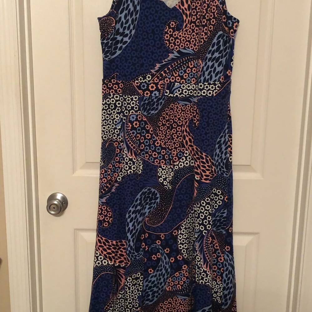 Talbots Vibrant Blue and Pink Maxi Dress